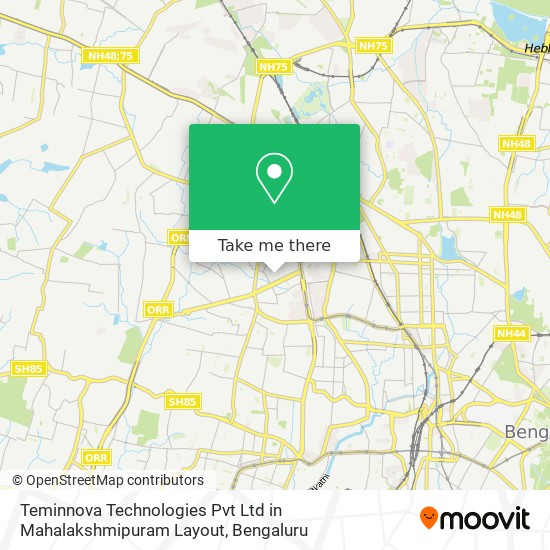 Teminnova Technologies Pvt Ltd in Mahalakshmipuram Layout map