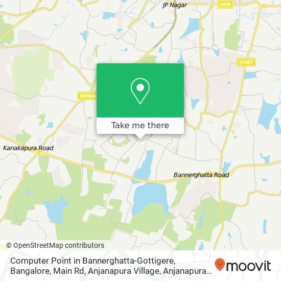 Computer Point in Bannerghatta-Gottigere, Bangalore, Main Rd, Anjanapura Village, Anjanapura Twp, B map