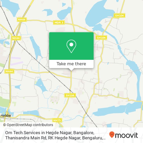 Om Tech Services in Hegde Nagar, Bangalore, Thanisandra Main Rd, RK Hegde Nagar, Bengaluru, Karnata map