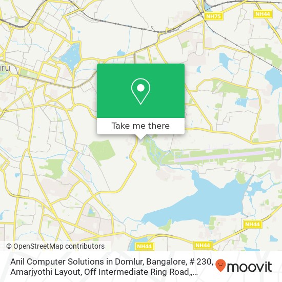 Anil Computer Solutions in Domlur, Bangalore, # 230, Amarjyothi Layout, Off Intermediate Ring Road, map