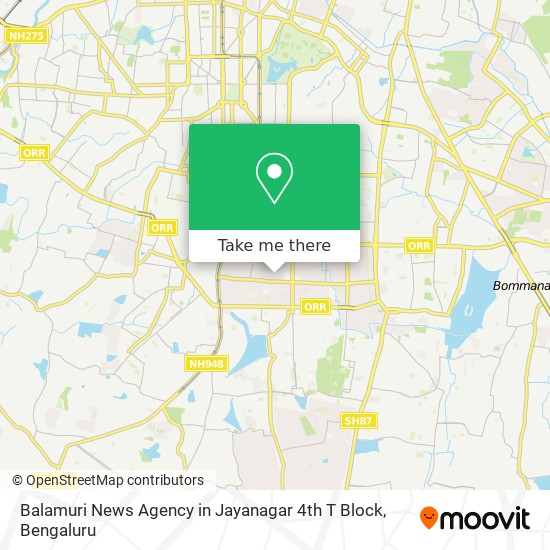 Balamuri News Agency in Jayanagar 4th T Block map