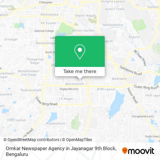 Omkar Newspaper Agency in Jayanagar 9th Block map