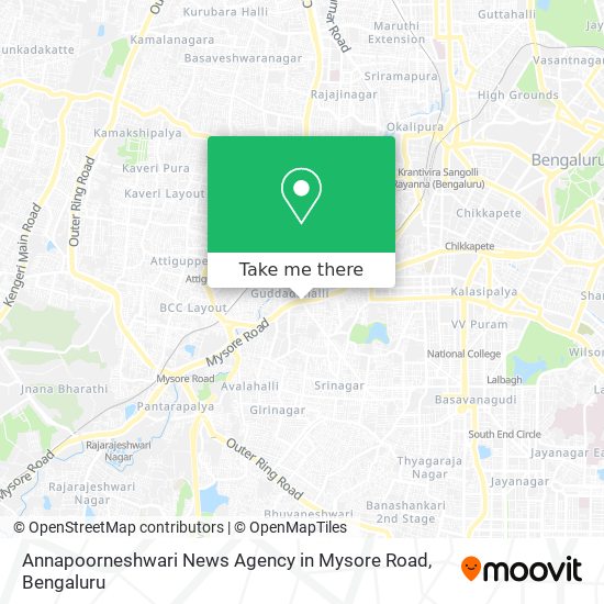 Annapoorneshwari News Agency in Mysore Road map