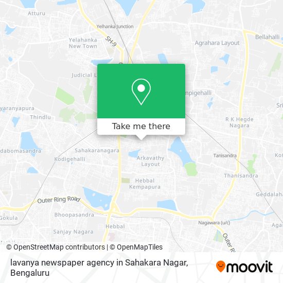 lavanya newspaper agency in Sahakara Nagar map