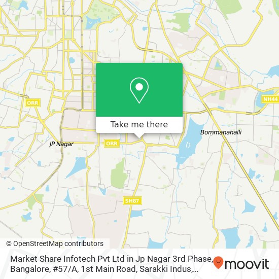 Market Share Infotech Pvt Ltd in Jp Nagar 3rd Phase, Bangalore, #57 / A, 1st Main Road, Sarakki Indus map