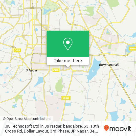 JK Technosoft Ltd in Jp Nagar, bangalore, 63, 13th Cross Rd, Dollar Layout, 3rd Phase, JP Nagar, Be map