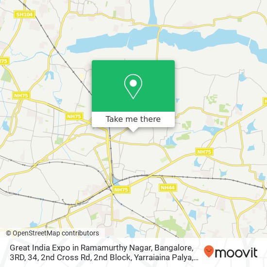 Great India Expo in Ramamurthy Nagar, Bangalore, 3RD, 34, 2nd Cross Rd, 2nd Block, Yarraiaina Palya map
