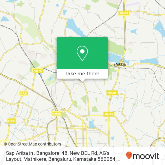 Sap Ariba in , Bangalore, 48, New BEL Rd, AG's Layout, Mathikere, Bengaluru, Karnataka 560054, Indi map