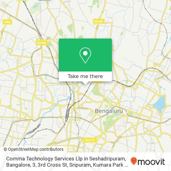 Comma Technology Services Llp in Seshadripuram, Bangalore, 3, 3rd Cross St, Sripuram, Kumara Park W map