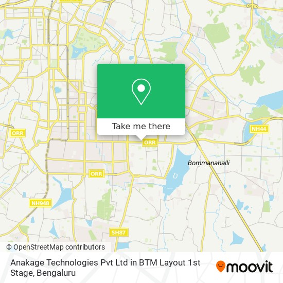 Anakage Technologies Pvt Ltd in BTM Layout 1st Stage map