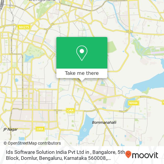 Ids Software Solution India Pvt Ltd in , Bangalore, 5th Block, Domlur, Bengaluru, Karnataka 560008, map