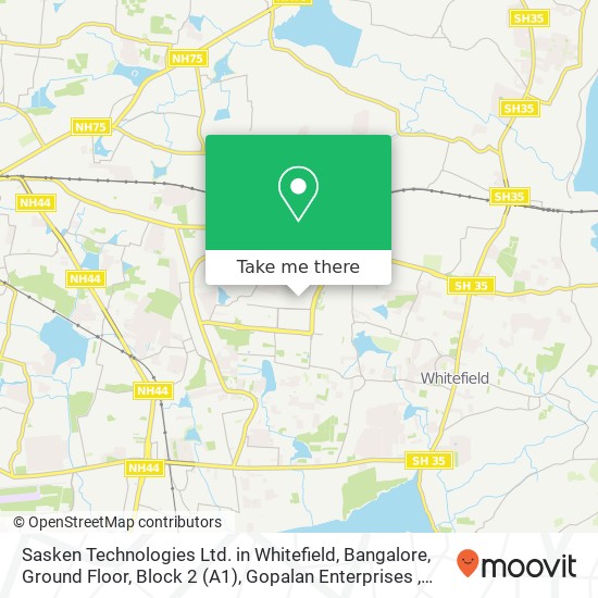 Sasken Technologies Ltd. in Whitefield, Bangalore, Ground Floor, Block 2 (A1), Gopalan Enterprises map