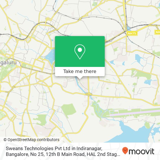 Sweans Technologies Pvt Ltd in Indiranagar, Bangalore, No 25, 12th B Main Road, HAL 2nd Stage, Indi map