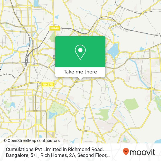 Cumulations Pvt Limitted in Richmond Road, Bangalore, 5 / 1, Rich Homes, 2A, Second Floor, Richmond R map