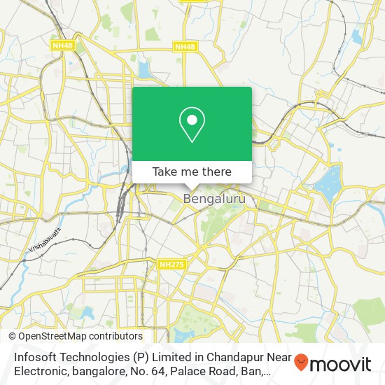 Infosoft Technologies (P) Limited in Chandapur Near Electronic, bangalore, No. 64, Palace Road, Ban map
