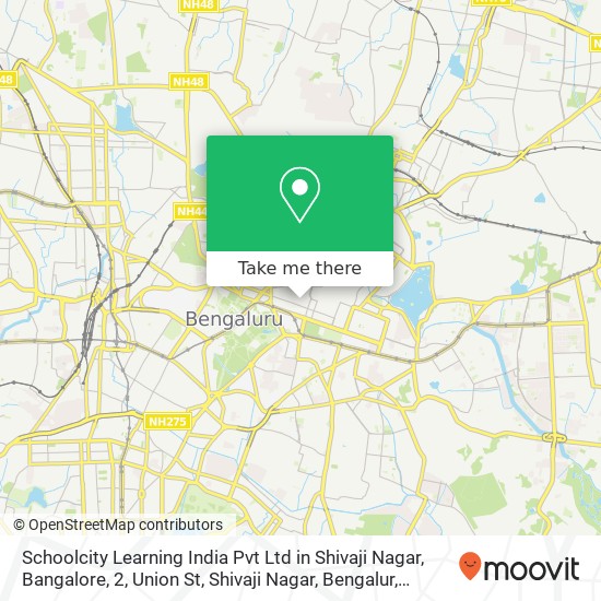 Schoolcity Learning India Pvt Ltd in Shivaji Nagar, Bangalore, 2, Union St, Shivaji Nagar, Bengalur map