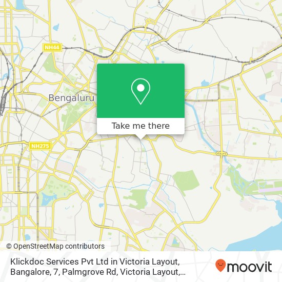 Klickdoc Services Pvt Ltd in Victoria Layout, Bangalore, 7, Palmgrove Rd, Victoria Layout, Bengalur map