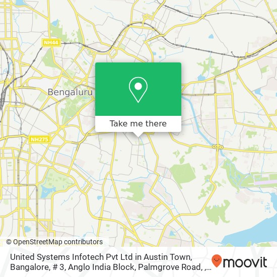 United Systems Infotech Pvt Ltd in Austin Town, Bangalore, # 3, Anglo India Block, Palmgrove Road, map