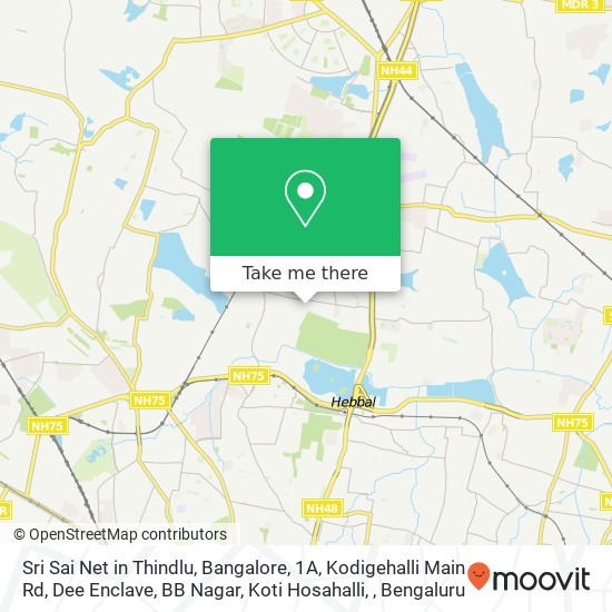 Sri Sai Net in Thindlu, Bangalore, 1A, Kodigehalli Main Rd, Dee Enclave, BB Nagar, Koti Hosahalli, map