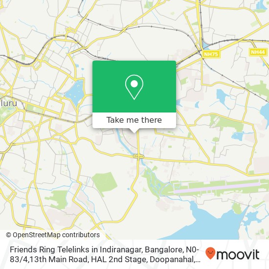 Friends Ring Telelinks in Indiranagar, Bangalore, N0-83 / 4,13th Main Road, HAL 2nd Stage, Doopanahal map
