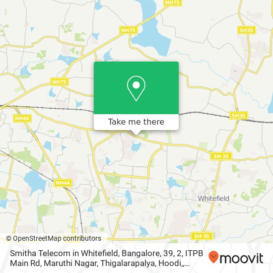 Smitha Telecom in Whitefield, Bangalore, 39, 2, ITPB Main Rd, Maruthi Nagar, Thigalarapalya, Hoodi, map