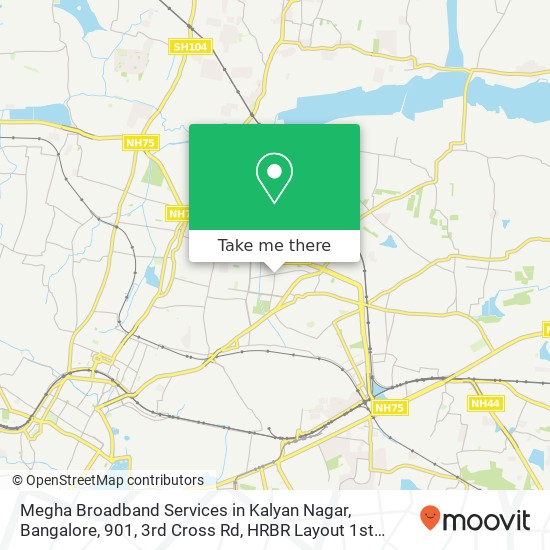 Megha Broadband Services in Kalyan Nagar, Bangalore, 901, 3rd Cross Rd, HRBR Layout 1st Block, HRBR map