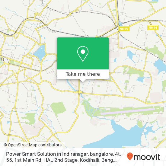 Power Smart Solution in Indiranagar, bangalore, 4t, 55, 1st Main Rd, HAL 2nd Stage, Kodihalli, Beng map