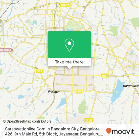 Saraswationline.Com in Bangalore City, Bangalore, 426, 9th Main Rd, 5th Block, Jayanagar, Bengaluru map