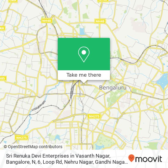 Sri Renuka Devi Enterprises in Vasanth Nagar, Bangalore, N, 6, Loop Rd, Nehru Nagar, Gandhi Nagar, map