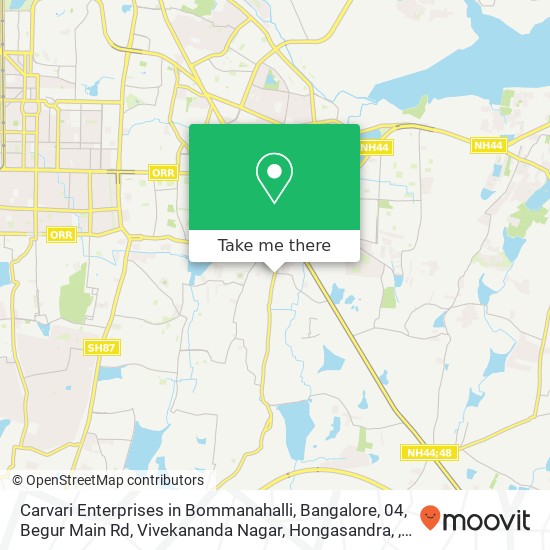 Carvari Enterprises in Bommanahalli, Bangalore, 04, Begur Main Rd, Vivekananda Nagar, Hongasandra, map