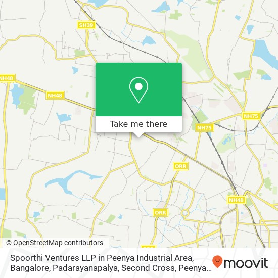 Spoorthi Ventures LLP in Peenya Industrial Area, Bangalore, Padarayanapalya, Second Cross, Peenya I map