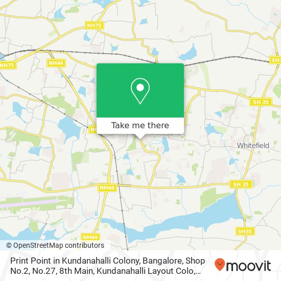 Print Point in Kundanahalli Colony, Bangalore, Shop No.2, No.27, 8th Main, Kundanahalli Layout Colo map