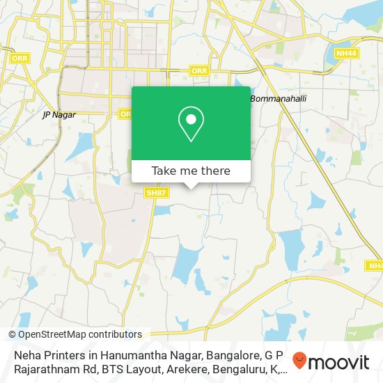Neha Printers in Hanumantha Nagar, Bangalore, G P Rajarathnam Rd, BTS Layout, Arekere, Bengaluru, K map