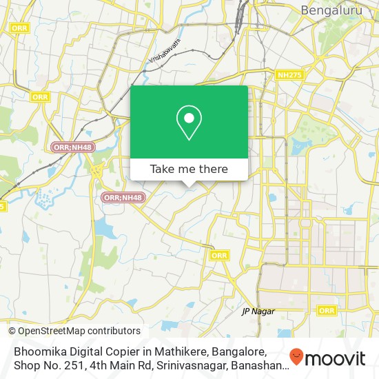 Bhoomika Digital Copier in Mathikere, Bangalore, Shop No. 251, 4th Main Rd, Srinivasnagar, Banashan map