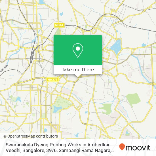Swaranakala Dyeing Printing Works in Ambedkar Veedhi, Bangalore, 39 / 6, Sampangi Rama Nagara, Sampan map