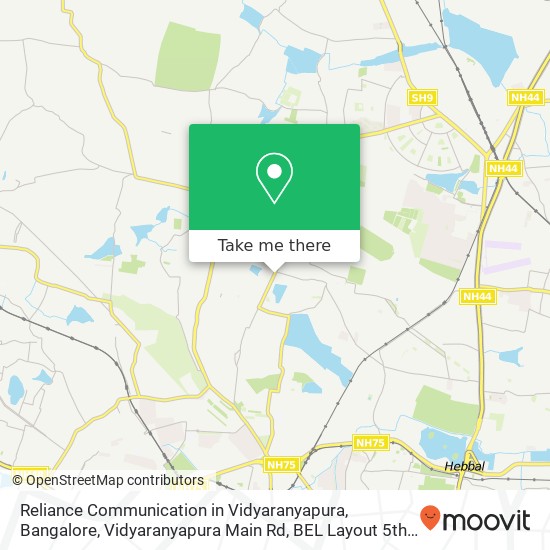 Reliance Communication in Vidyaranyapura, Bangalore, Vidyaranyapura Main Rd, BEL Layout 5th Block, map