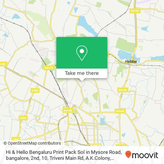 Hi & Hello Bengaluru Print Pack Sol in Mysore Road, bangalore, 2nd, 10, Triveni Main Rd, A.K.Colony map