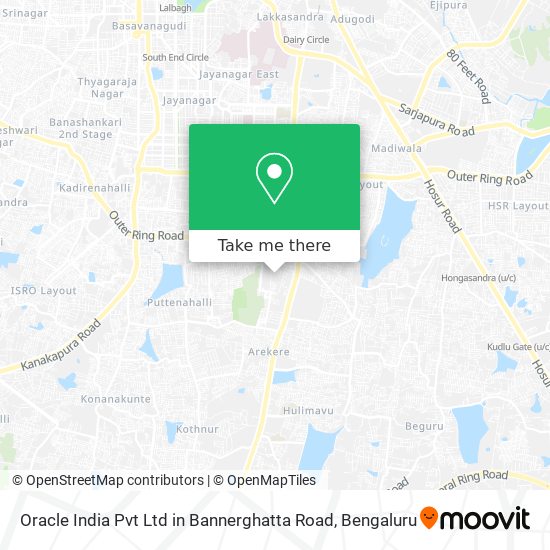 Oracle India Pvt Ltd in Bannerghatta Road map
