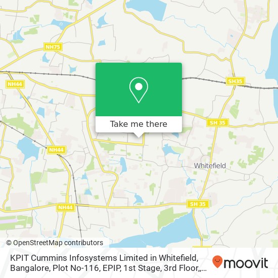 KPIT Cummins Infosystems Limited in Whitefield, Bangalore, Plot No-116, EPIP, 1st Stage, 3rd Floor, map