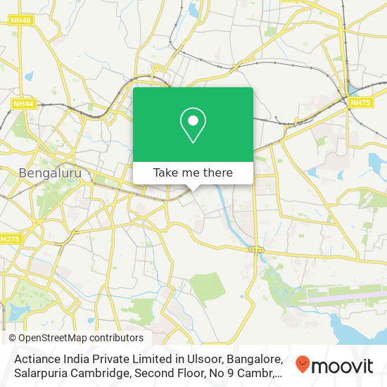 Actiance India Private Limited in Ulsoor, Bangalore, Salarpuria Cambridge, Second Floor, No 9 Cambr map