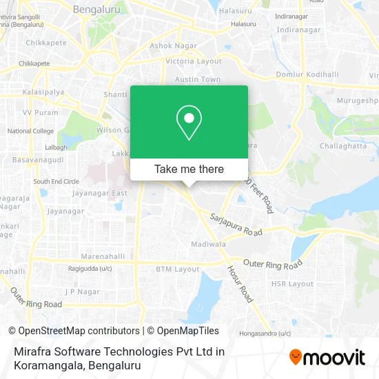 Mirafra Software Technologies Pvt Ltd in Koramangala map