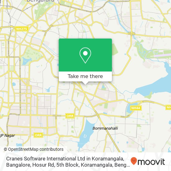 Cranes Software International Ltd in Koramangala, Bangalore, Hosur Rd, 5th Block, Koramangala, Beng map