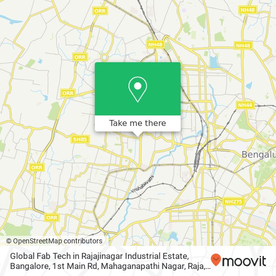 Global Fab Tech in Rajajinagar Industrial Estate, Bangalore, 1st Main Rd, Mahaganapathi Nagar, Raja map