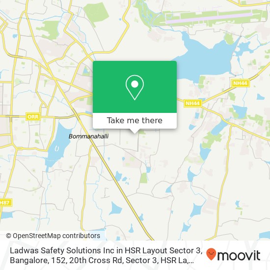 Ladwas Safety Solutions Inc in HSR Layout Sector 3, Bangalore, 152, 20th Cross Rd, Sector 3, HSR La map