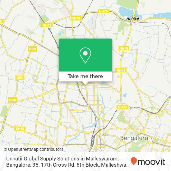 Unnatii Global Supply Solutions in Malleswaram, Bangalore, 35, 17th Cross Rd, 6th Block, Malleshwar map