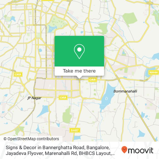 Signs & Decor in Bannerghatta Road, Bangalore, Jayadeva Flyover, Marenahalli Rd, BHBCS Layout, Stag map