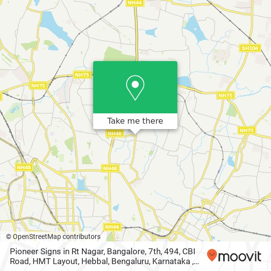 Pioneer Signs in Rt Nagar, Bangalore, 7th, 494, CBI Road, HMT Layout, Hebbal, Bengaluru, Karnataka map