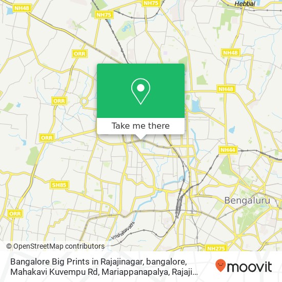 Bangalore Big Prints in Rajajinagar, bangalore, Mahakavi Kuvempu Rd, Mariappanapalya, Rajaji Nagar, map