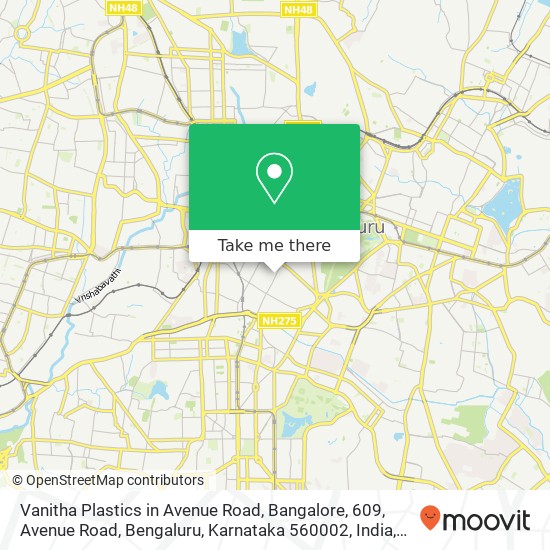 Vanitha Plastics in Avenue Road, Bangalore, 609, Avenue Road, Bengaluru, Karnataka 560002, India map