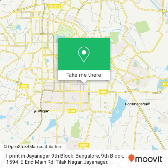 I-print in Jayanagar 9th Block, Bangalore, 9th Block, 1594, E End Main Rd, Tilak Nagar, Jayanagar, map